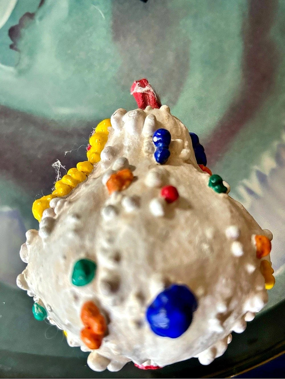 Hand painted southwestern gourd White & Multicolor